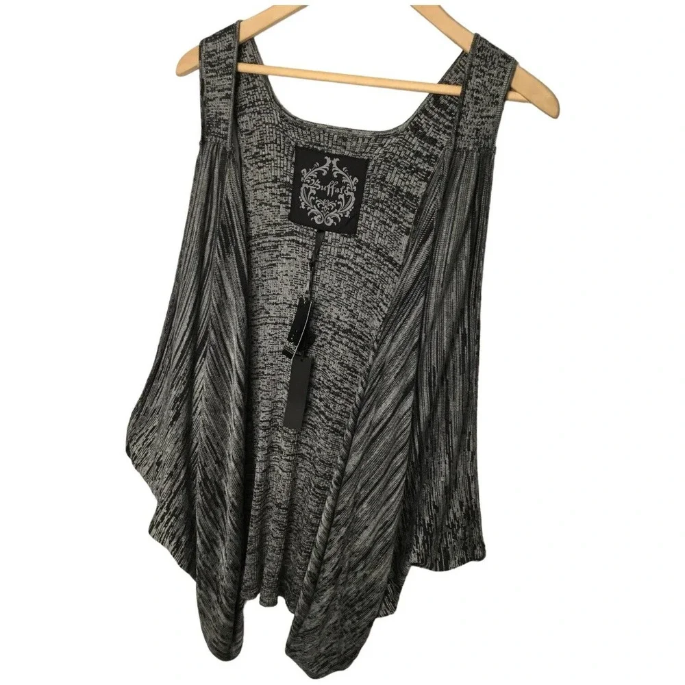 New Buffalo By David Bitton Waterfall Drape Open Sleeveless Cardigan L - Picture 3 of 9